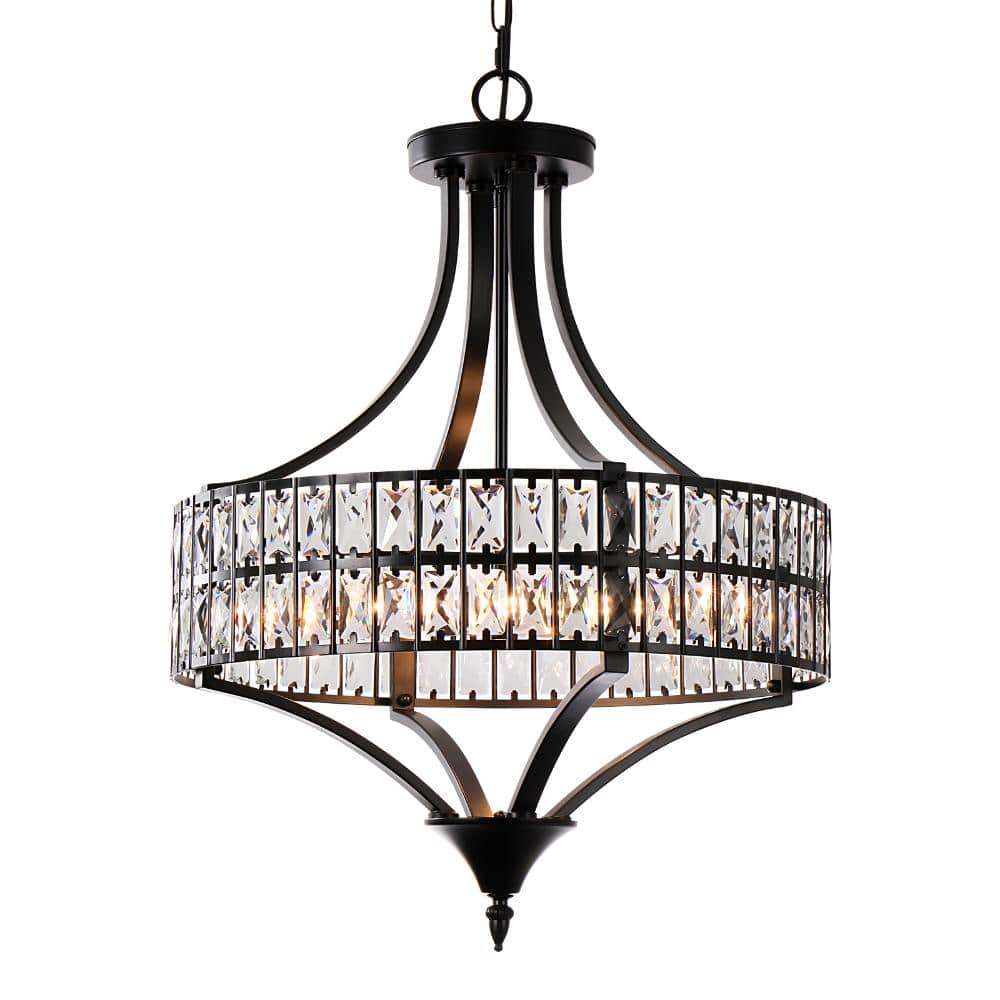 "20.4"" 5-Light Black Modern Drum Chandelier with K9 Crystal Accents" price history on PriceWatchPro