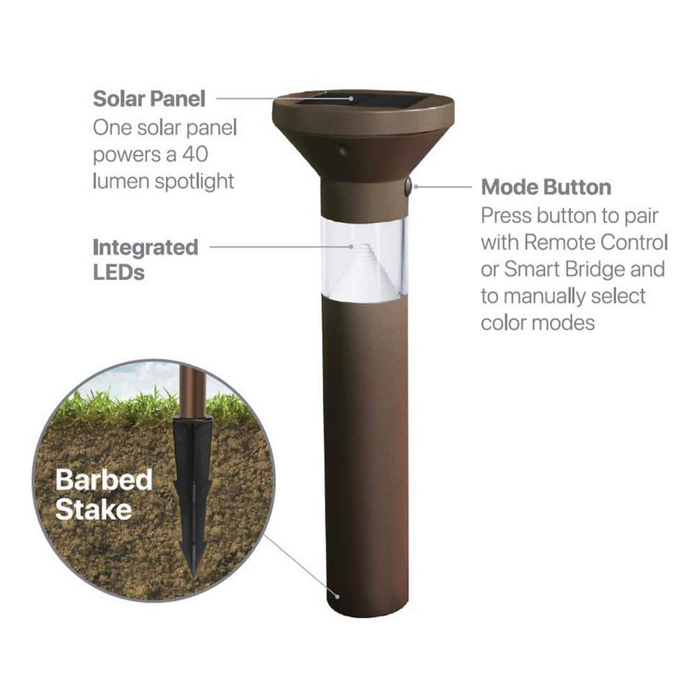 Bronze Solar Powered LED Pathway Light with Oil Rubbed Finish