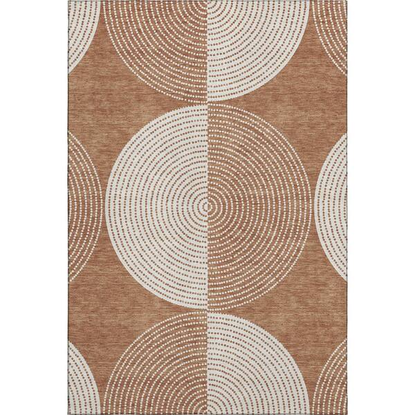 Mayfield Premium Machine Washable Abstract AMF2275 Copper 9 ft. x 12 ft. Area Rug