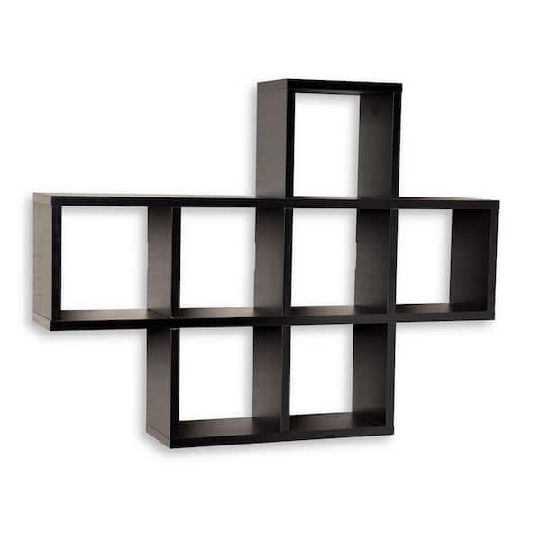 DANYA B 31 in. x 23 in. Black Laminated Cubby Shelf