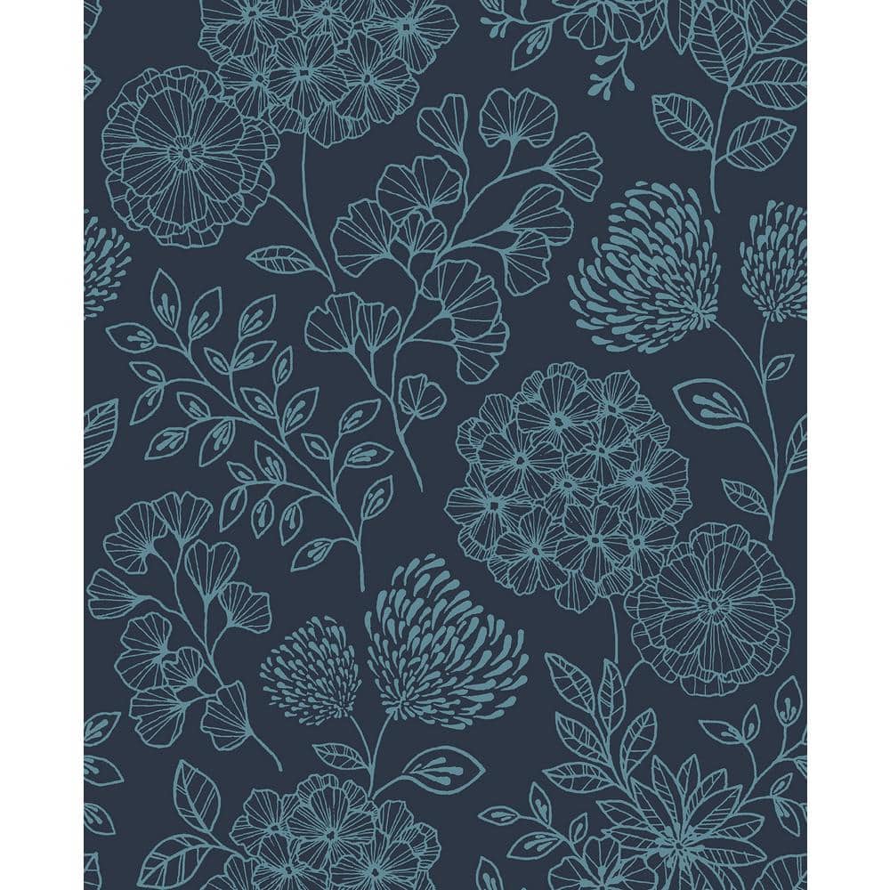 Ada Indigo Floral Strippable Non Woven Wallpaper