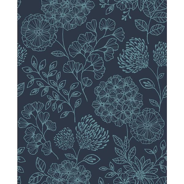 SCOTT LIVING Ada Indigo Floral Wallpaper Sample