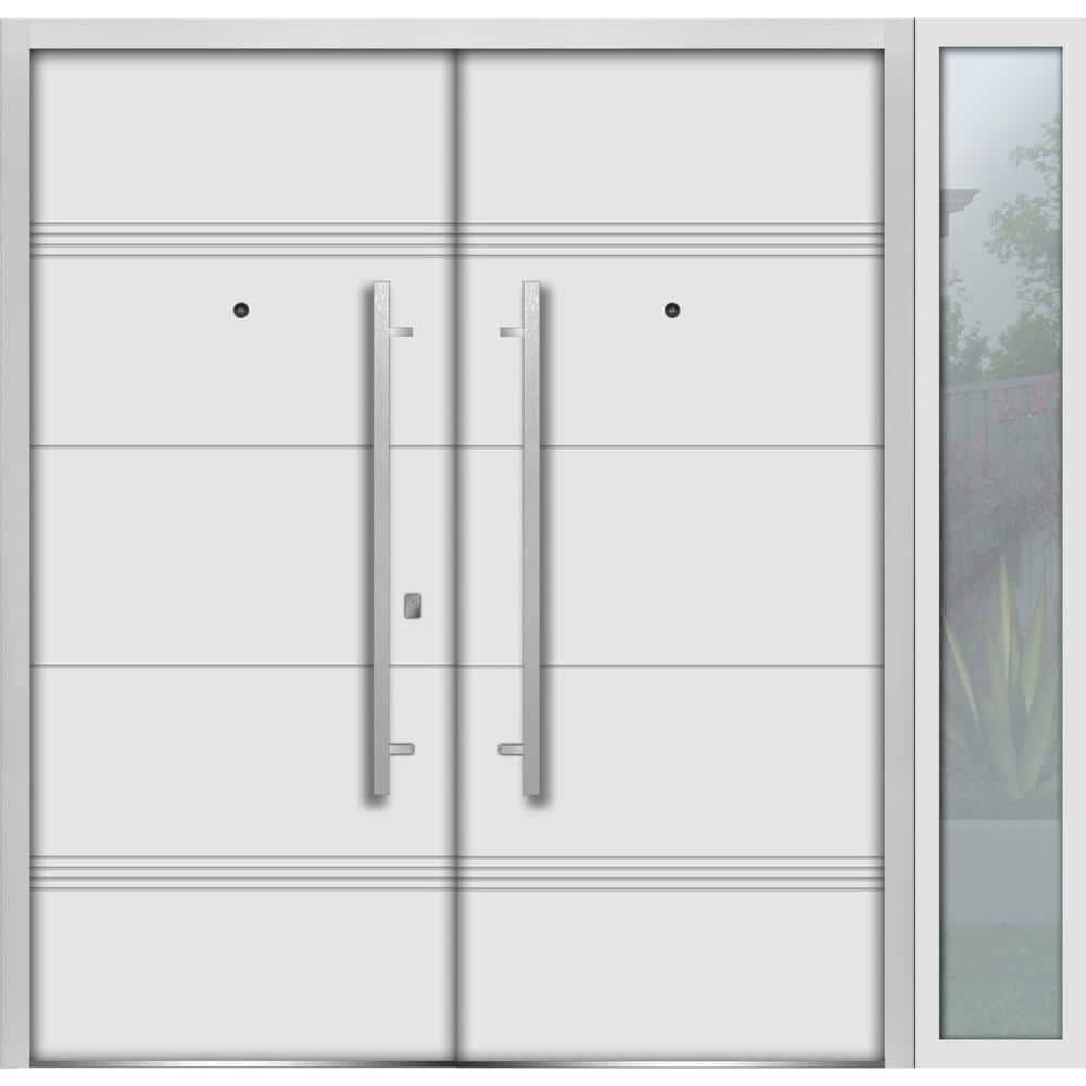 1705 86 in. x 80 in. Left-Hand/Inswing Sidelite Exterior Black Window White Steel Prehung Front Door with Hardware price history on PriceWatchPro