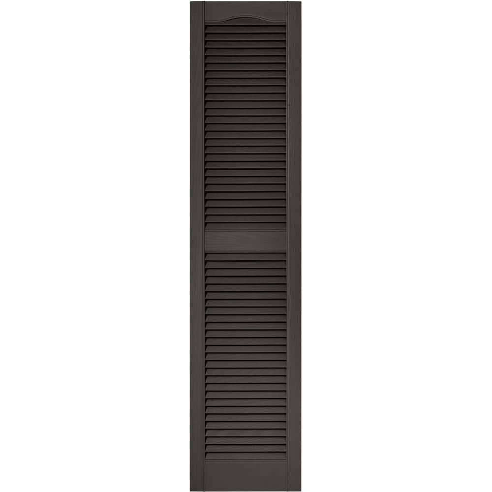 Builders Edge Builders Edge 15 in. x 64 in. Louvered Vinyl Exterior Shutters Pair in ...