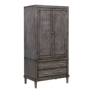 Malin Gray Wood 36 in. Armoire with Drawers