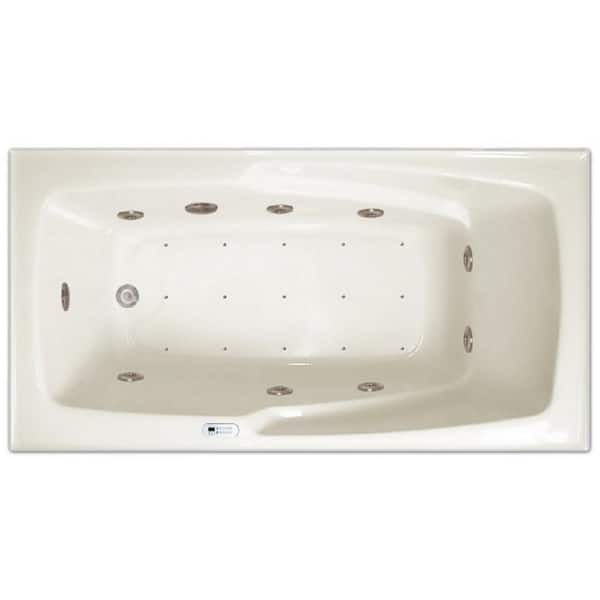 Pinnacle 5 ft. Left Drain Drop-in Rectangular Whirlpool and Air Bath Tub in White with Tranquility Package