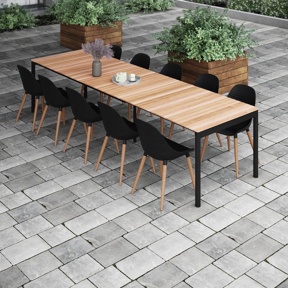 Pitinga 11-Piece 100% FSC Teak Wood and Rust Free Aluminum Extendable Patio Dining Set price history on PriceWatchPro