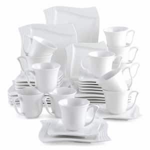 AMPARO Series 36-Piece White Ceramics Dinnerware Set Plates Serice for 12