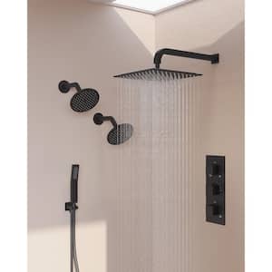 ZenithRain Shower System 8-Spray 12&6&6 in. Dual Wall Mount Fixed and Handheld Shower Head 2.5GPM in Matte Black