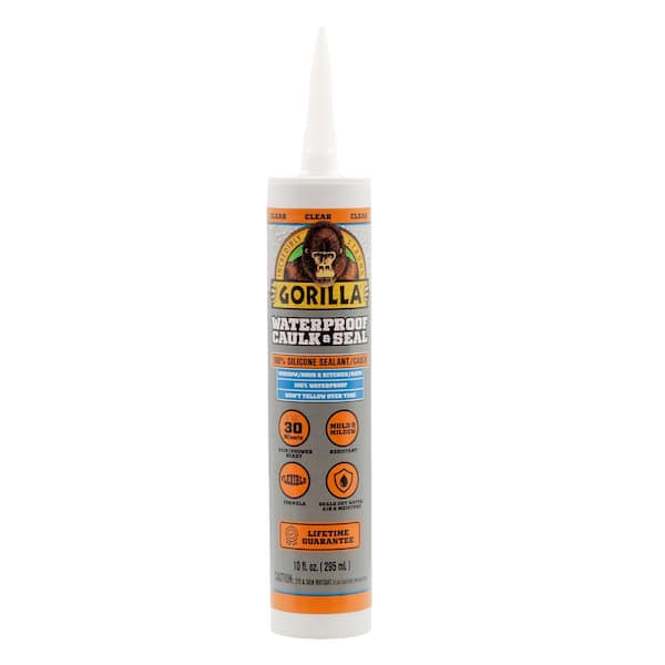 Gorilla 10 oz. Waterproof Caulk and Seal 100% Silicone Sealant Clear ...