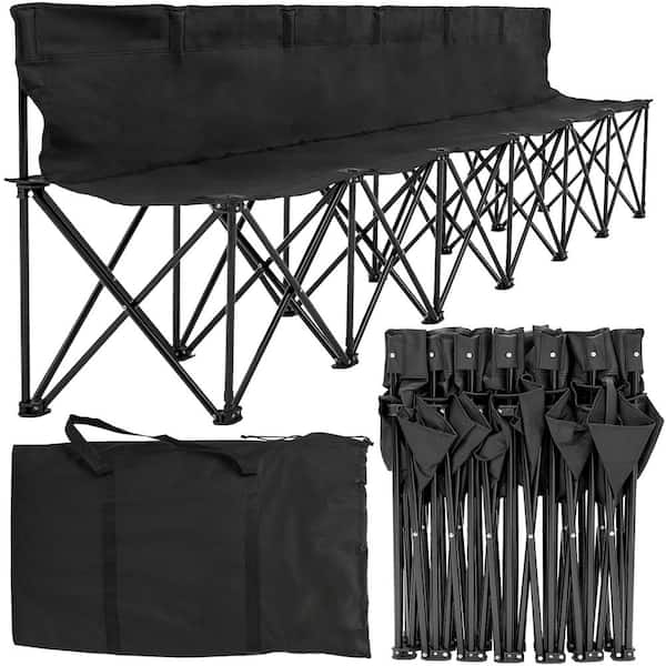 Portable 6-Seater Folding Team Sports Sideline Bench 6-Person Bench for Seating Soccer Sport Team (Black)