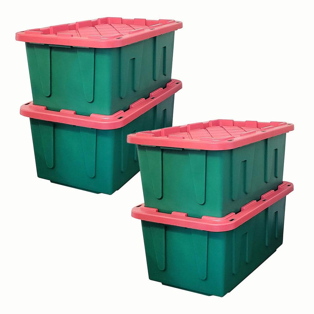 HOMZ Durabilt 15 Gallon Heavy Duty Holiday Storage Tote, Green/Red (2  Pack), 1 Piece - Foods Co.