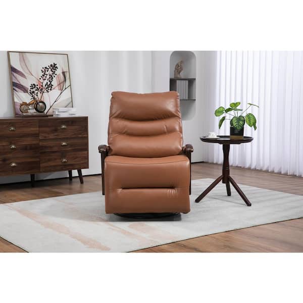 Light Brown Faux Leather Recliners Swivel Rocker Recliner Power Glider Chair Recliner