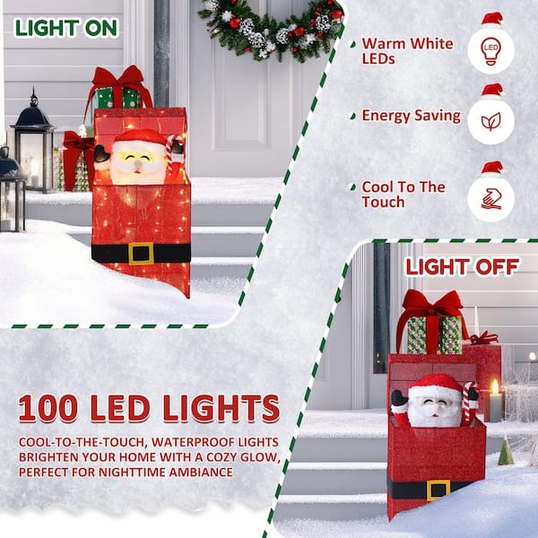 VEIKOUS 27 in. 3D Animated Santa Claus in Gift Box Outdoor