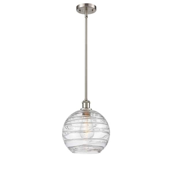 Innovations Athens Deco Swirl 1 Light Brushed Satin Nickel Globe Pendant Light with Clear Deco Swirl Glass Shade