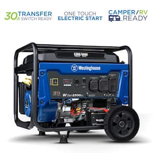 WGen5300sc 6600/5300-Watt Gas Powered Portable Generator with Electric Start, Transfer Switch Outlet, and CO Sensor
