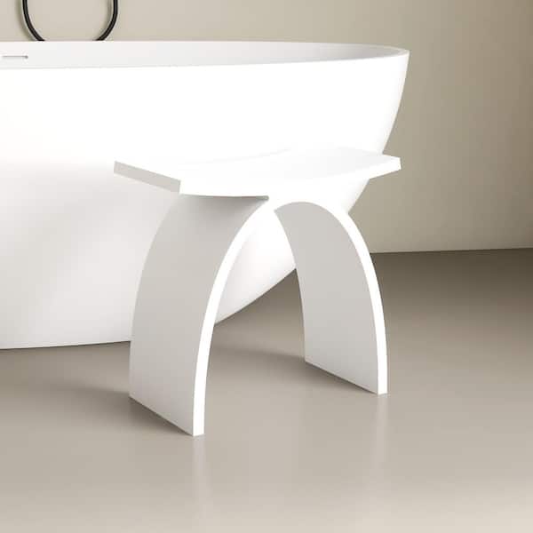 Sotix 16 in. x 9 in. Freestanding Solid Surface Shower Stool Vanity Seat in Matte White