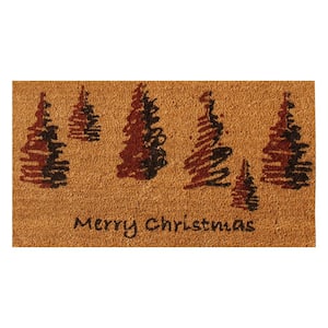 Merry Christmas "Scottish Fraser Fir Forest" 18 in. x 30 in. Coir Door Mat