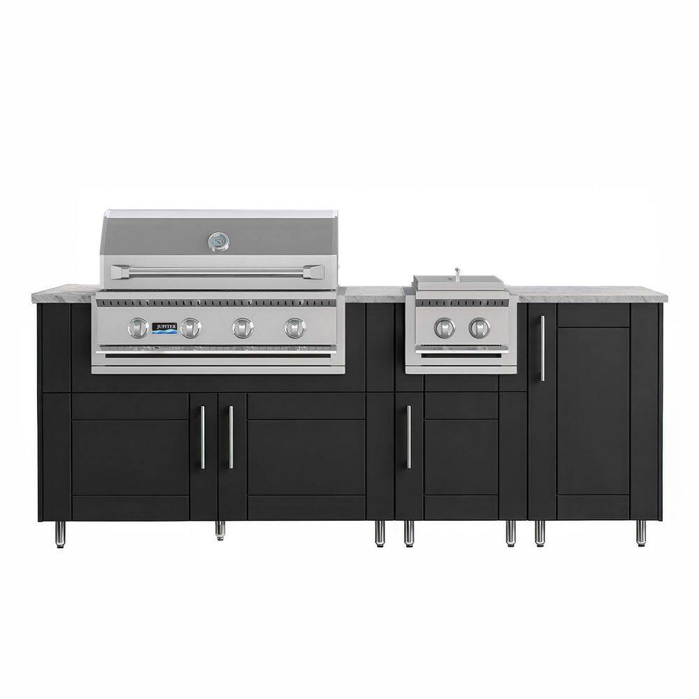 Golden Sky 86.5 in. W 4-Burner Propane Grill Island in Stainless Steel Sanibel Pitch Black with Side Burner, Cabinet price history on PriceWatchPro