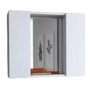 White 23.60 in. x 5.40 in. Rectangular Medicine Cabinet with Mirror and Double Door