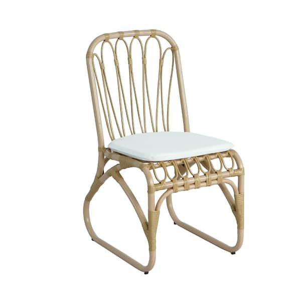 Outdoor PE Wicker Dining Chairs w/ Washable Cushion Set of 2, Outdoor Rattan chairs for Poolside, Garden Patio Natural