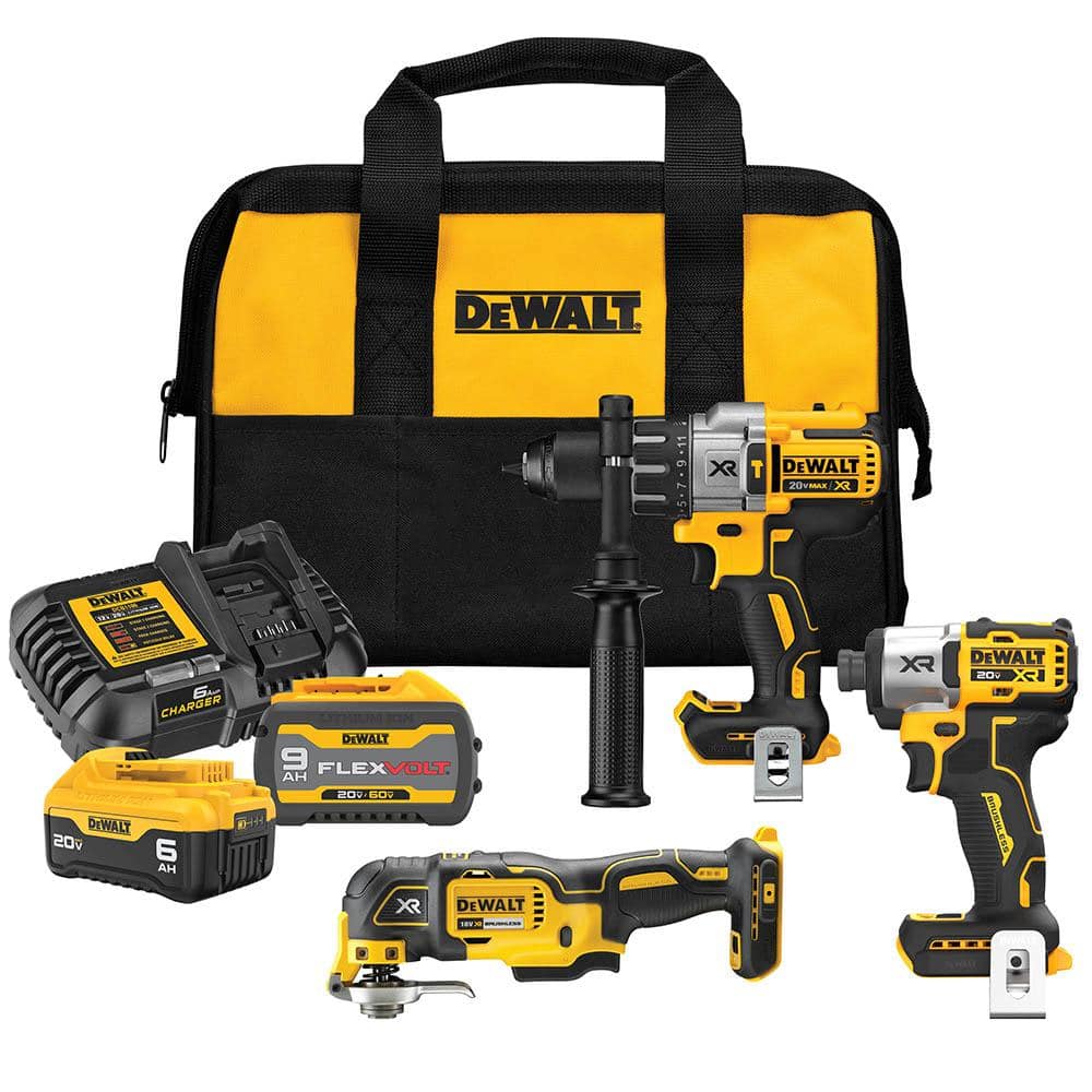 DEWALT 20-Volt Lithium-Ion Cordless 3-Tool Combo Kit with FLEXVOLT 9 Ah ...