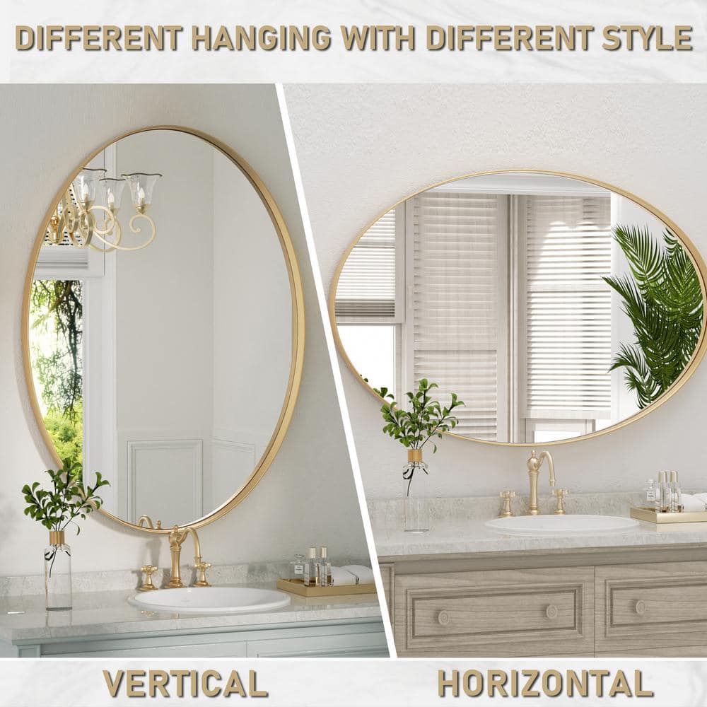 Elegant Gold Oval Metal Frame Wall Mirror 22x30
