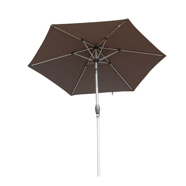 7.5 ft. Aluminium Market Tilt Patio Umbrella in Gray