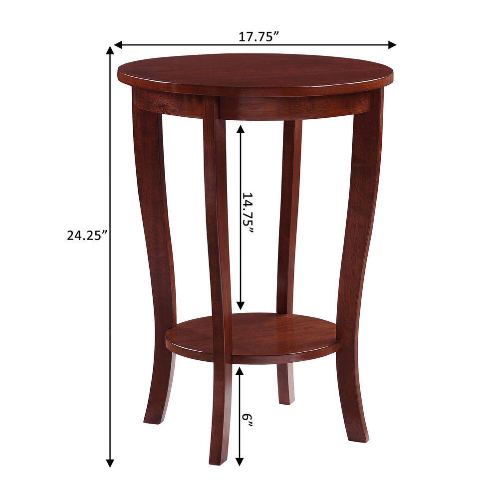 Elegant Mahogany Round End Table with Lower Shelf, 18"