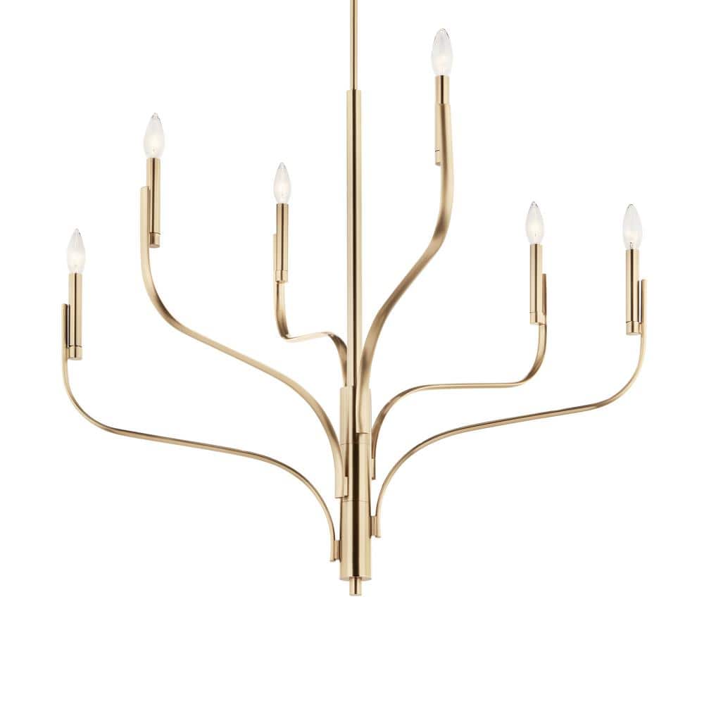 Champagne Bronze 6-Light Taper Candle Style Chandelier
