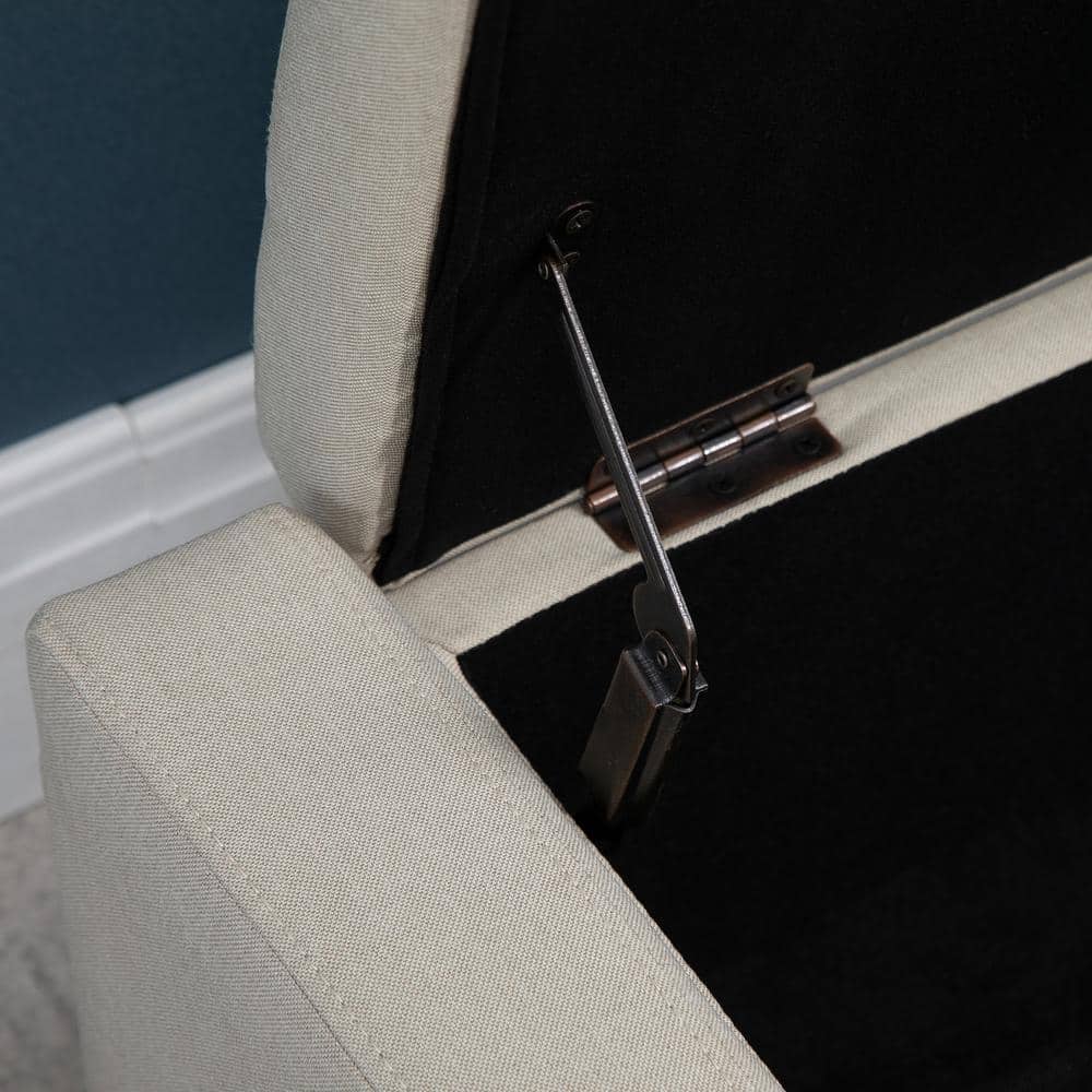HOMCOM Classic Beige Linen Upholstered Storage Ottoman Bench