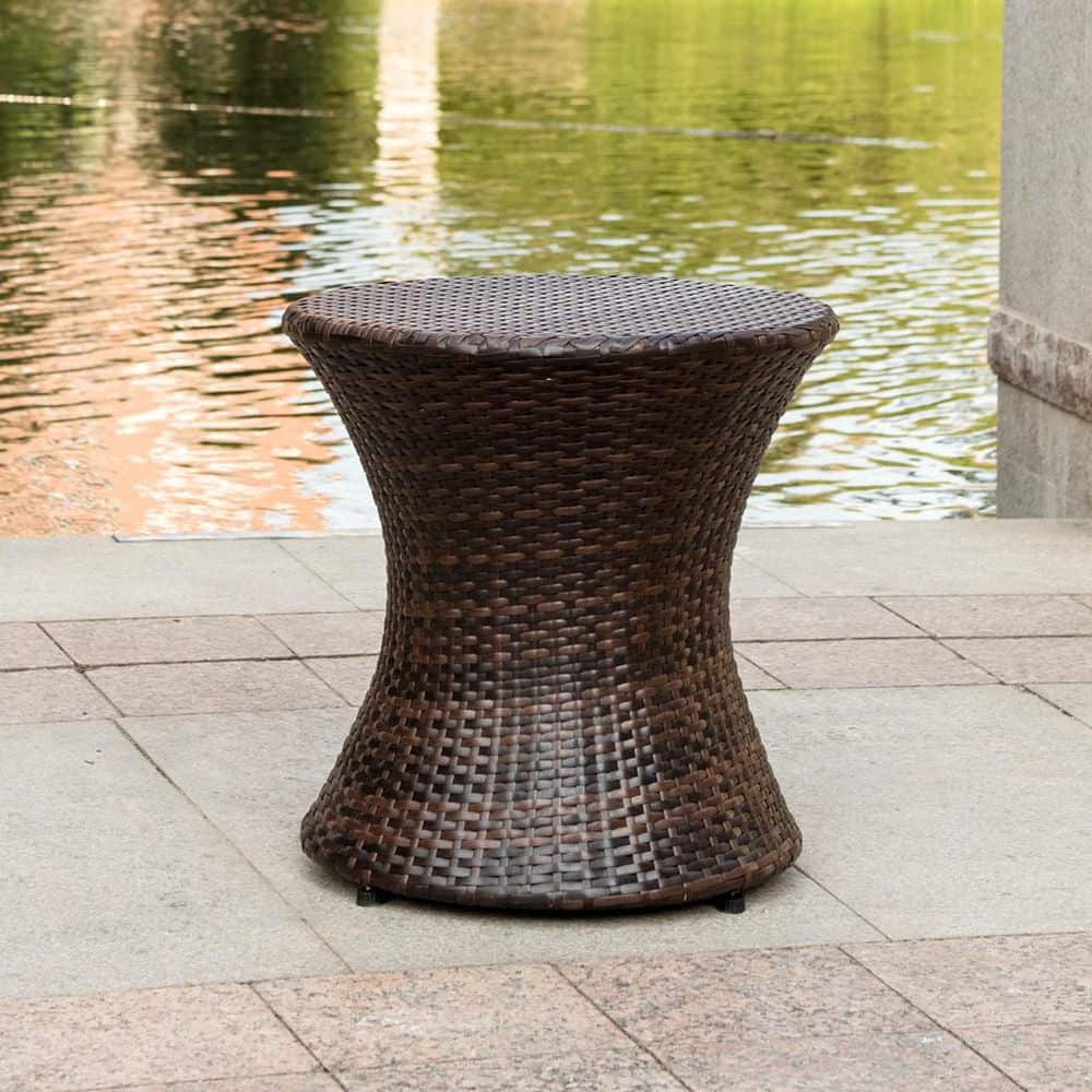 Round Faux Rattan Outdoor Patio Accent Table, Multibrown price history on PriceWatchPro