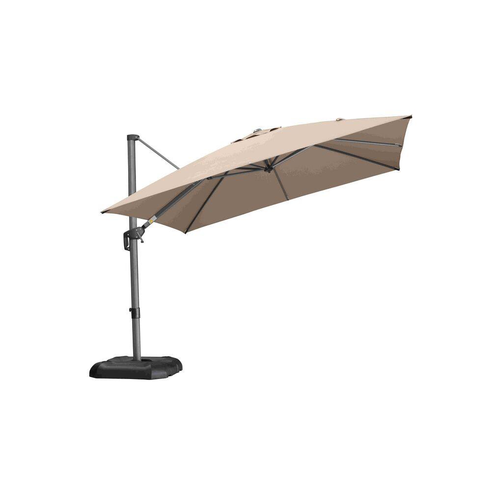 9 ft. x 12 ft. Cantilever Patio Umbrella Light Champagne Aluminum Swivel Offset 360° Rotation Umbrella in Taupe