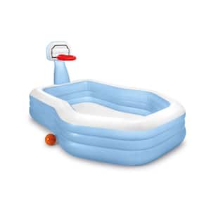 101 in. Rectangle Swim Center Shootin' Hoops Inflatable Family Pool in Blue