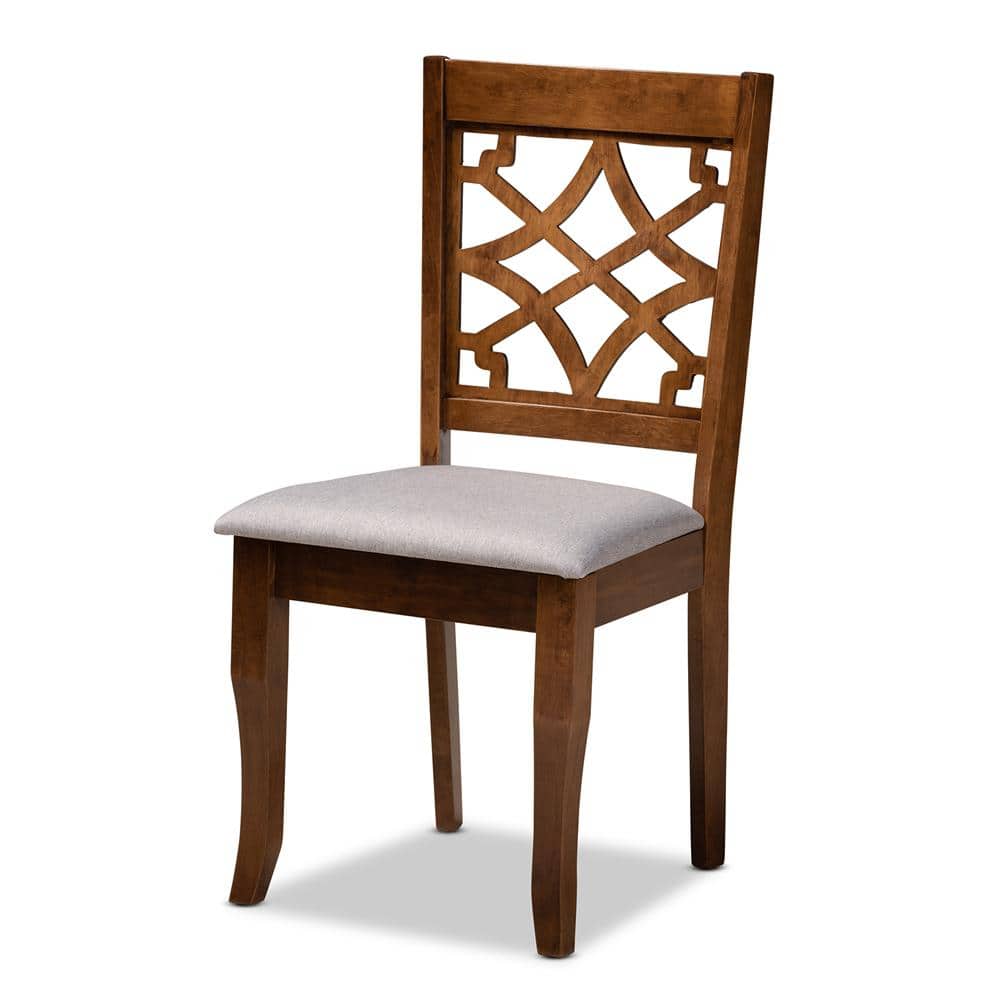 Walnut Brown & Gray Cane-Back Dining Chair Set of 4