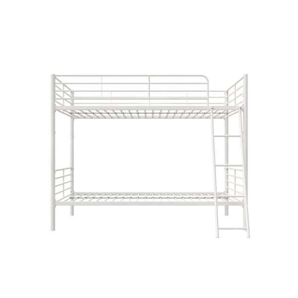 DHP White Metal Convertible Twin Over Twin Bunk Bed