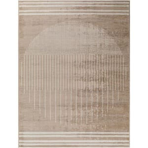 Jimina Khaki 9 ft. x 12 ft. Modern Indoor Area Rug