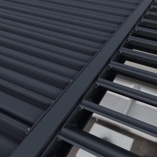 Grand Tuscan 12 ft. x 14 ft. Slate Gray Aluminum Louvered Pergola