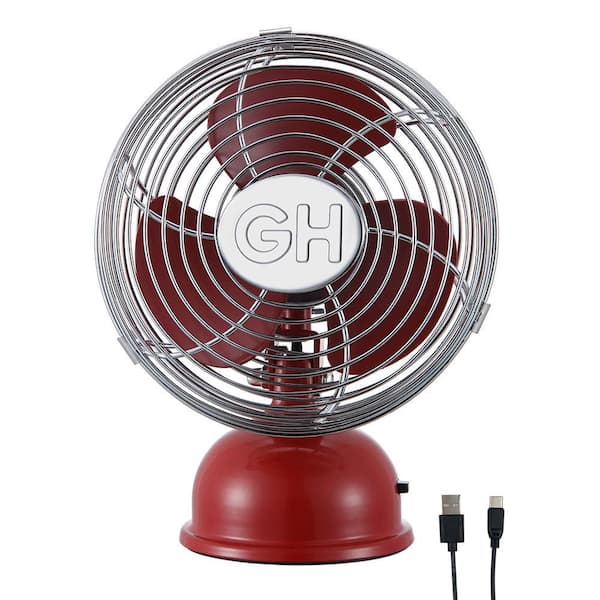 All-Metal 5 in. USB Fan with Oscillation in Crimson