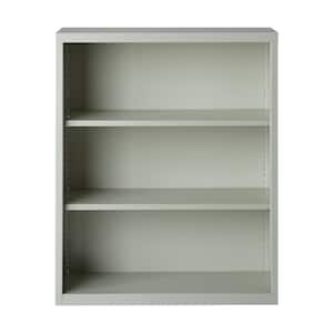 42 in. Tall Light Gray Metal 3-Shelf Standard Bookcase with Adjustable Shelves