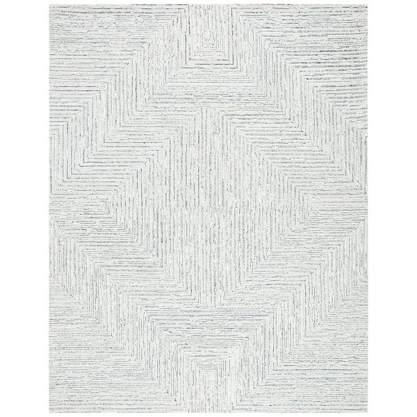 SAFAVIEH Micro-Loop Light Grey/Ivory 10 ft. x 14 ft. Striped Gradient Area Rug