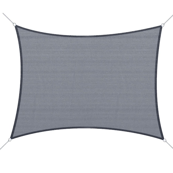 13 ft. x 20 ft. Gray Rectangle Sun Shade Sail Canopy Outdoor Shade Sail Cloth for Patio Deck Yard