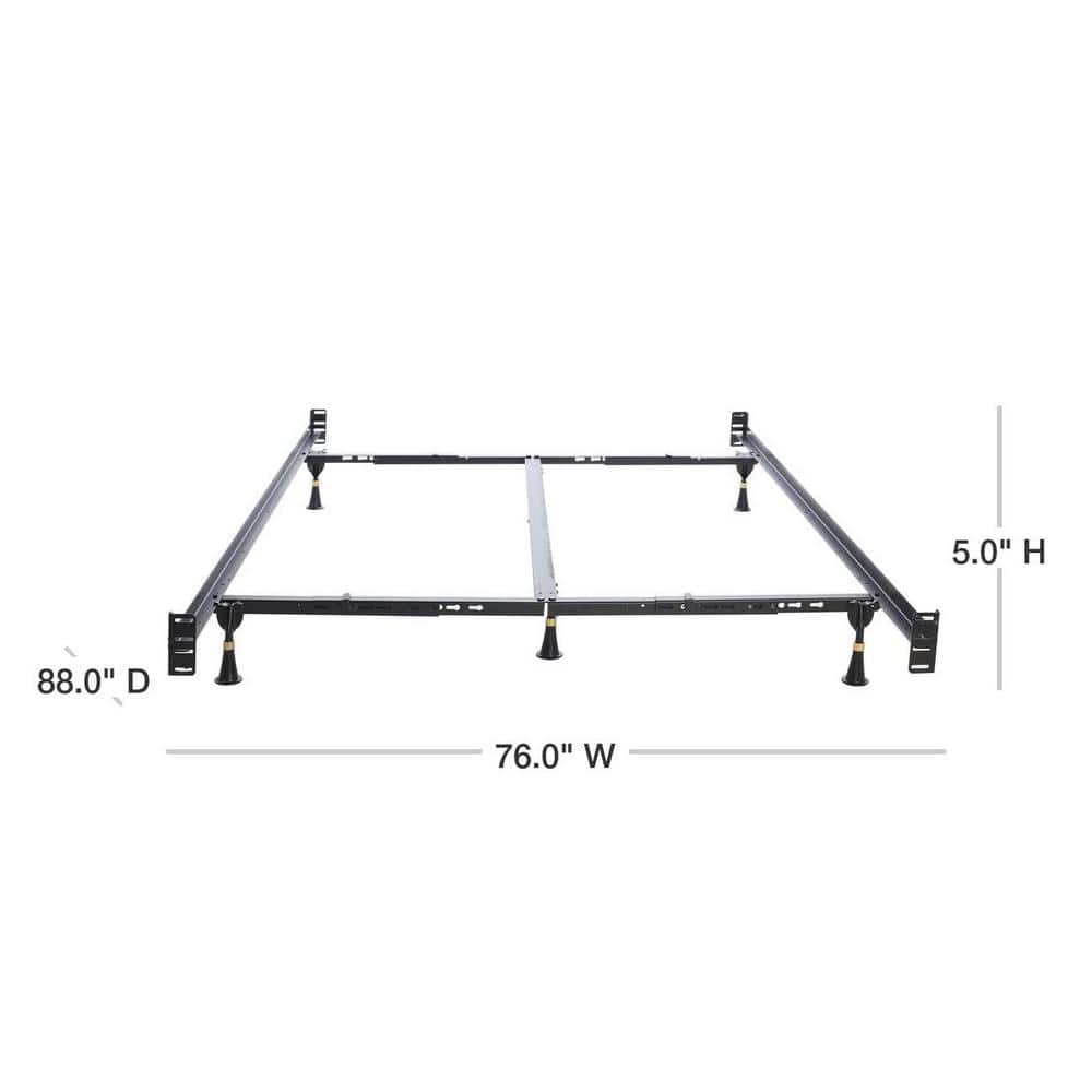 King Upholstered Metal Frame Bed with Headboard