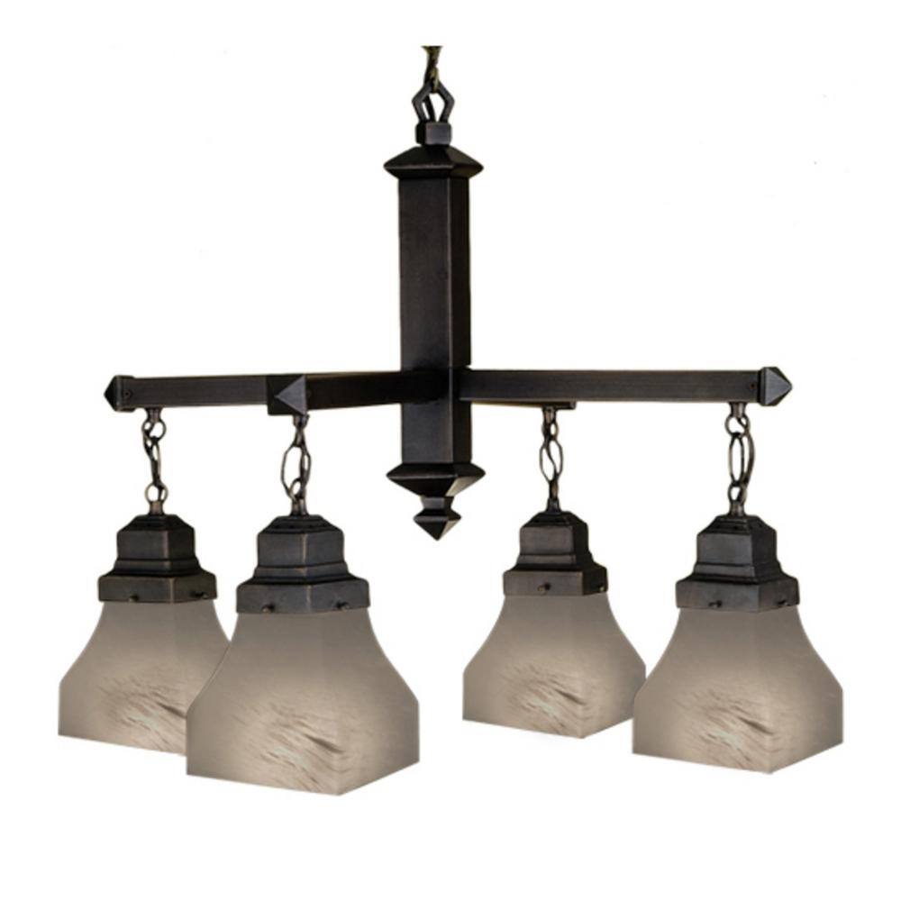 Mahogany Bronze 4-Light Chandelier with White Alabaster Swirl Glass