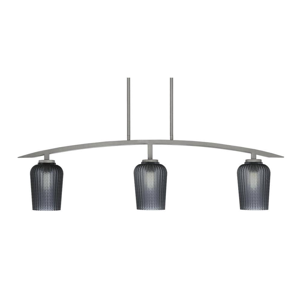 Siena 41 in. 3-Light Graphite Chandelier with 5 in. Smoke Textured Glass Sh