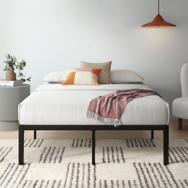 Black 16 Inch Frame Queen Metal Platform Bed