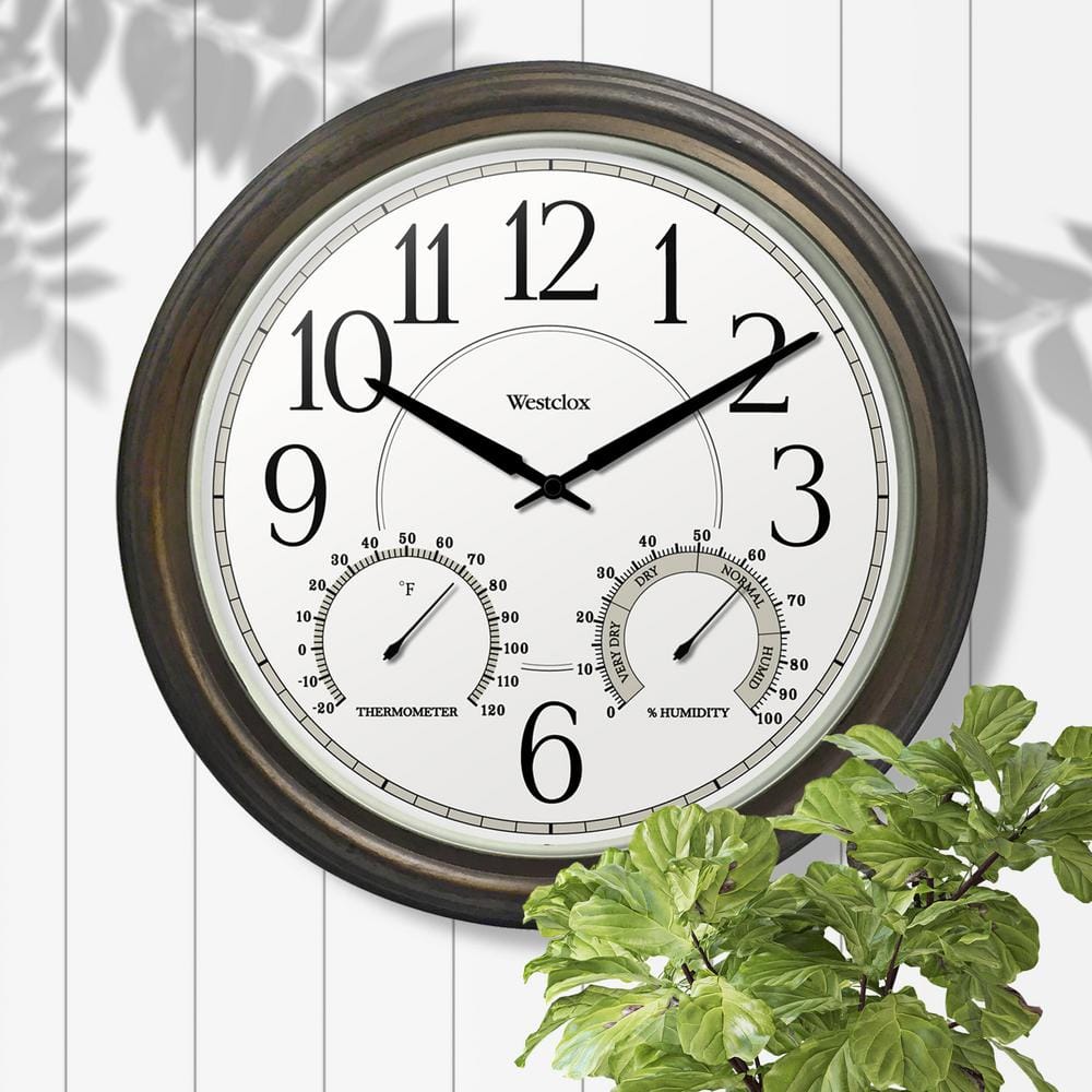 20" Bronze Round Analog Indoor/Outdoor Wall Clock with Glass Face