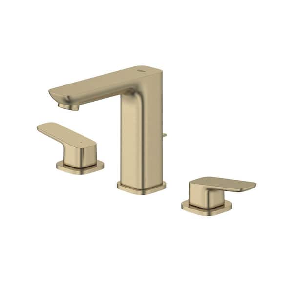 Cubeo 8 in. Widespread 2-Handle Spout Bathroom Sink Faucet with Drain and Ceramic Valve in Brushed Nickel (1-Pack)