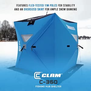 Portable 6 ft. x 6 ft. Pop Up Ice Fishing Angler Hub Shelter in Blue