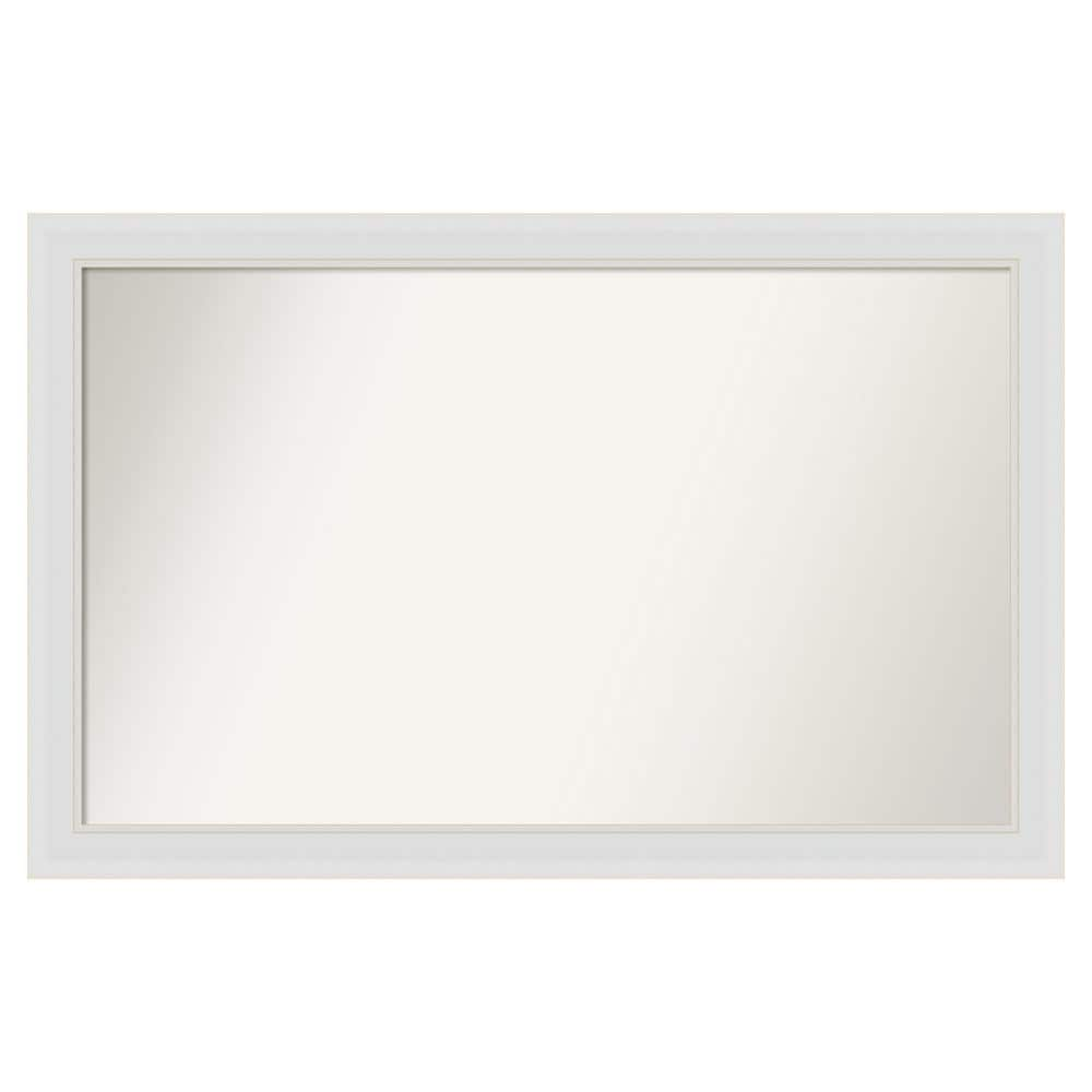 Amanti Art Flair Soft White Narrow 42 in. x 27 in. Custom Non-Beveled Satin Recyled Polystyrene Bathroom Vanity Wall Mirror